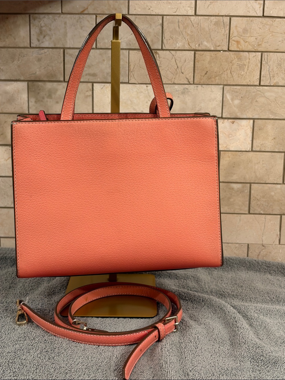 kate spade Coral-Peach Leather Satchel with Removable Strap - Picture 2 of 13